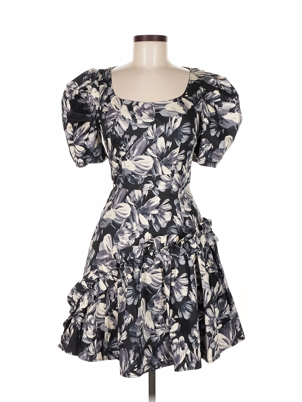 En Saison Floral Puff-Sleeve Mini Dress